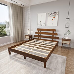 Lotus X  Model Ceviz Renk Çam Ahşap Karyola 140x200 cm