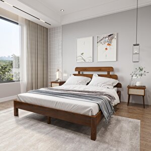 Lotus X  Model Ceviz Renk Çam Ahşap Karyola 140x200 cm