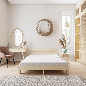 Damla Model Vernikli Çam Ahşap Karyola 140x200 cm