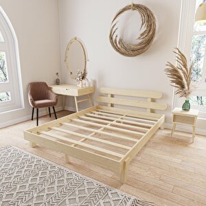 Damla Model Vernikli Çam Ahşap Karyola 140x200 cm