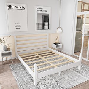 Urban Model Beyaz Renk Çam Ahşap Karyola 180x200 cm