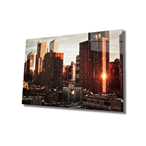 New York Şehir Cam Tablo New York City View 36x23 cm