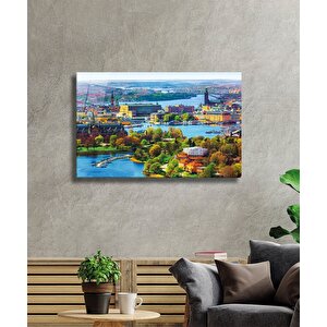Şehir Manzaralı Cam Tablo Urban Area View 36x23 cm