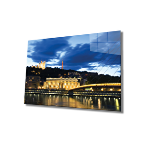 Akşam Şehir Mimari Cam Tablo Nighty City 90x60 cm