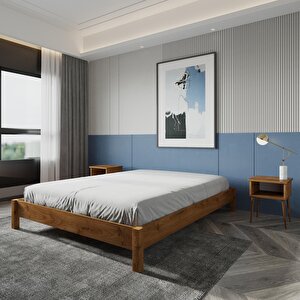 Loft Model Ceviz Renk Çam Ahşap Karyola 180x200 cm