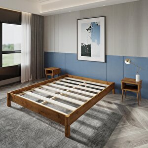 Loft Model Ceviz Renk Çam Ahşap Karyola 180x200 cm