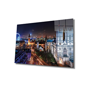 Şehir Manzaralı Cam Tablo Urban Area View 36x23 cm