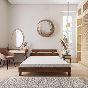 Damla Model Ceviz Renk Çam Ahşap Karyola 200x200 cm