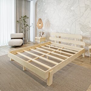 Lotus New Frezya Model Doğal Çam Ahşap Karyola 200x200 cm