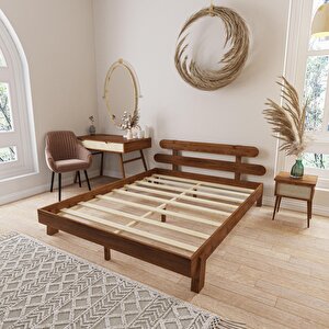 Damla Model Ceviz Renk Çam Ahşap Karyola 150x200 cm