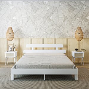 Lotus New Frezya Model  Beyaz Renk Ahşap Karyola 200x200 cm