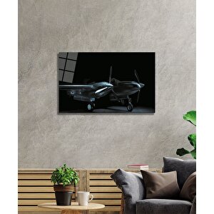 Nostaljik Uçak Cam Tablo 50x70 cm