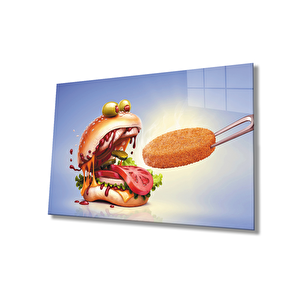 Hamburger Mutfak Cam Tablo 36x23 cm