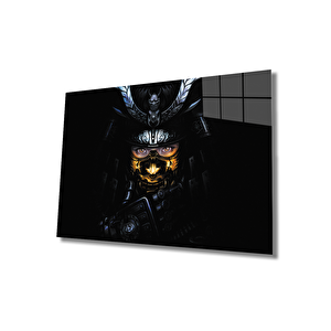 Kadınlar Siyah Japon Samurai Cam Tablo 36x23 cm