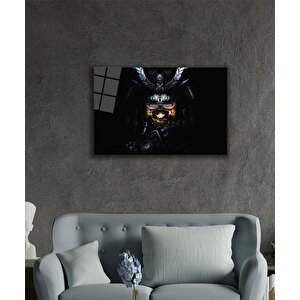 Kadınlar Siyah Japon Samurai Cam Tablo 36x23 cm
