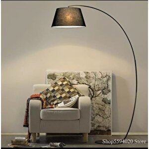 Retro Metal Dekoratif Rustik Siyah C Kol Başlık Köşe Lambası Lambader Başlık Çap:45 Cm