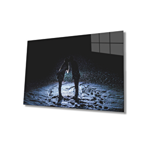 Aşk Sevgililer Kar Cam Tablo 36x23 cm