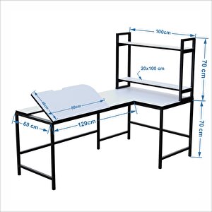 L Masa ,raflı L Şekilli Ofis Masası 620-b