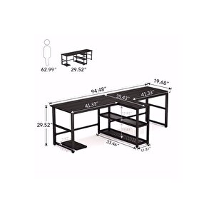 240 Cm Bilgisayar Masası, Ekstra Uzun İki Kişilik Bilgisayar Masa, Oyun Masa 500-c