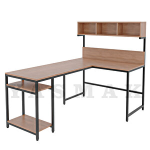Yasmak Açık Ceviz Yüksek Raflı L Ofis Ve Çalışma Masası 600-e