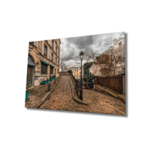 Sokak Cam Tablo Old Town Streets 50x70 cm