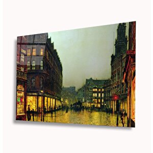 Romantik Sokak Cam Tablo 36x23 cm