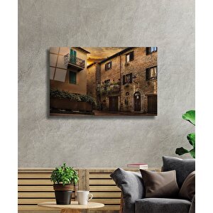 Ev Sokak Cam Tablo House Street 50x70 cm