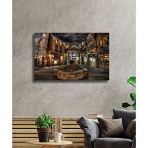 Sokak Yapı Cam Tablo Old Town Streets 36x23 cm
