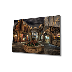Sokak Yapı Cam Tablo Old Town Streets 50x70 cm