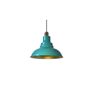 Dylight Retro Metal Turkuaz Mavi Bakır Duylu Dekoratif Rustik Metal Sarkıt Avize Çap:30 Cm