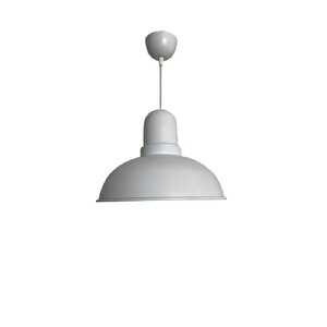 Retro Dekoratif Tekli Beyaz Rustik Metal Sarkıt Avize 33 Cm