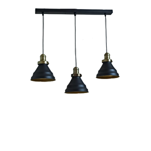 Dylight Retro Metal Siyah 3 Lü Masa Üstü Sıralı Dekoratif Rustik Sarkıt Avize Genişlik 60 Cm