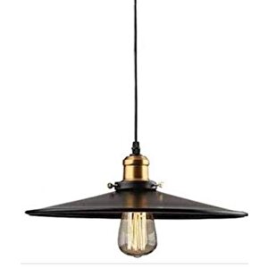 Retro Metal Sarkıt Avize Rustik Tekli Sarkıt Siyah Cafe Mutfak Aydınlatma 40 Cm