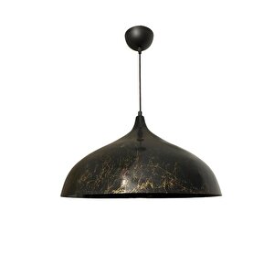 Dylight Retro Kahve Mermer Desenli Dekoratif Tekli Rustik Metal Sarkıt Avize 43 Cm