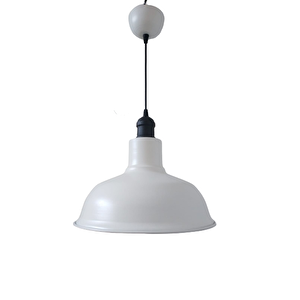 Rys Retro Metal Dekoratif Beyaz İçi Beyaz Siyah Duylu Tekli Sarkıt Avize Çap:30 Cm