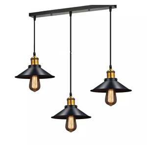 Retro Metal Masa Üstü Sıralı 3 Lü Rustik Sarkıt Avize 60 Cm