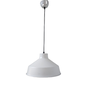 Rys Retro Metal Beyaz Içi Beyaz Dekoratif Tekli Sarkıt Avize Çap:30 Cm