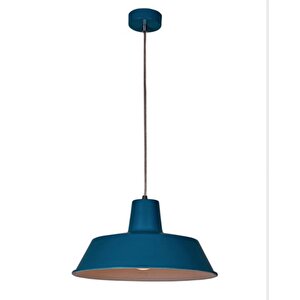 Dylight Retro Mavi İçi Beyaz Tekli Dekoratif Kafe Murfak Aydınlatma Sarkıt Avize Çap:35 Cm