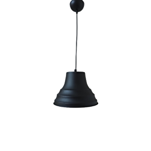 Rys Retro Metal Dekoratif Sarkıt Avize Siyah İçi Siyah Kafe Mutfak Aydınlatma Çap:27 Cm