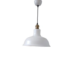Rys Retro Metal Dekoratif Beyaz İçi Beyaz Eskitme Duylu Tekli Sarkıt Avize Çap:30 Cm