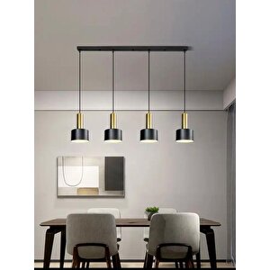Rsylight Retro Metal Masa Üstü Dekoratif Rustik 4 Lü Siyah Gold Sıralı Avize