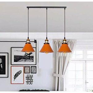 Dylight Retro Dekoratif 3 Lü Bakır Rustik Metal Sarkıt Avize 60 Cm