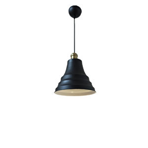 Rys Retro Metal Dekoratif Siyah İçi Beyaz Eskitme Duylu Cafe Mutfak Tekli Sarkıt Avize Çap:23 Cm