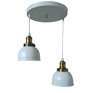 Dylight Retro Metal Beyaz 2 Li Eskitme Duylu Dekoratif Rustik Sarkıt Avize Çap :30 Cm