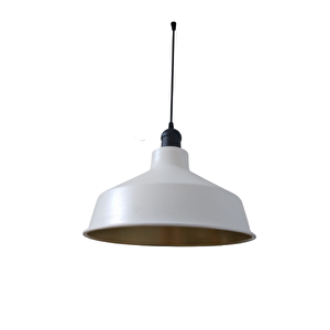 Rys Retro Metal Dekoratif Beyaz İçi Gold Siyah Duylu Tekli Sarkıt Avize Çap:30 Cm