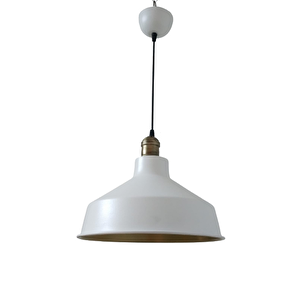 Retro Metal Dekoratif Beyaz İçi Gold Eskitme Duylu Tekli Sarkıt Avize Çap:30 Cm
