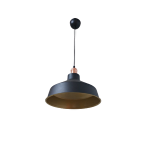 Retro Metal Siyah Dekoratif Bakır Duylu Siyah İçi Gold Mutfak Avize Çap:30 Cm