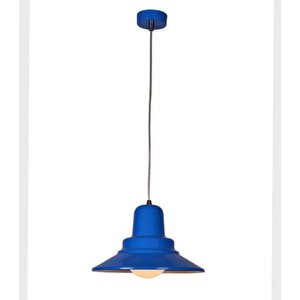 Dylight Retro Mavi İçi Beyaz Tekli Dekoratif Kafe Murfak Aydınlatma Sarkıt Avize Çap:30 Cm