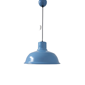 Retro Metal Mavi Dekoratif Tekli Kafe Mutfak Çocuk Odası Sarkıt Avize Çap:30 Cm