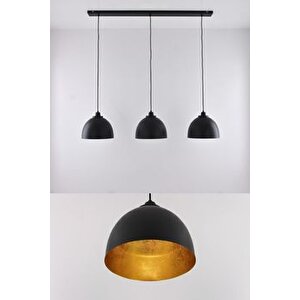 Masa Üstü 3 Lü Dekoratif Siyah Retro Metal Sarkıt Avize 100 Cm